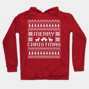 Ugly Christmas sweater Merry Christmas white text Hoodie